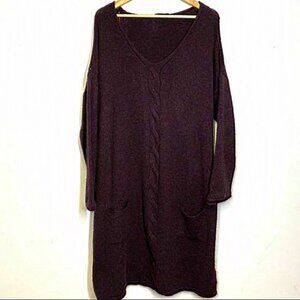 Luukaa Ricot Tunic with V-collar‎ Burgundy Dress Size Medium